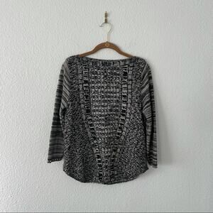 Kim Rogers Black Heather Sweater Lightweight ¾ Sleeves Size Small Grayscale